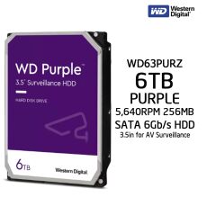 6TB 7/24 Disk WD PURPLE 3,5 256MB 5400Rpm WD63PURZ SATA 3, 7/24, 6Gb/s,RAID, Güvenlik Diski (HardDisk, HDD)