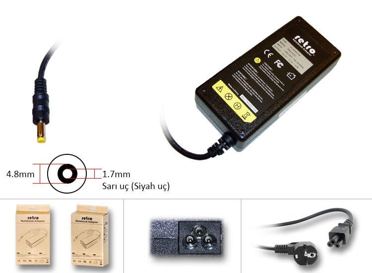 Casper Nirvana X500.1065-8D00X-G-F, X500.1065-8E00P-G-F Notebook Adaptörü, Şarj Aleti Cihazı 65W