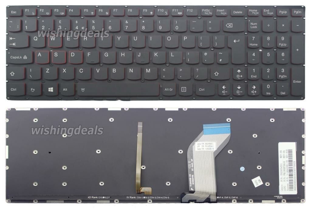 Lenovo ideaPad Y700-17ISK Notebook Klavyesi, Laptop Klavyesi (Siyah TR) Işıklı