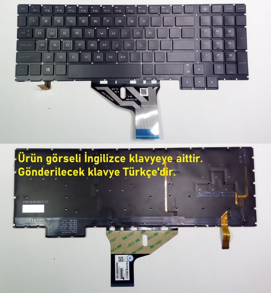 HP Omen 15-CE056TX, 15-CE057TX, 15-CE058TX Klavye (RGB)