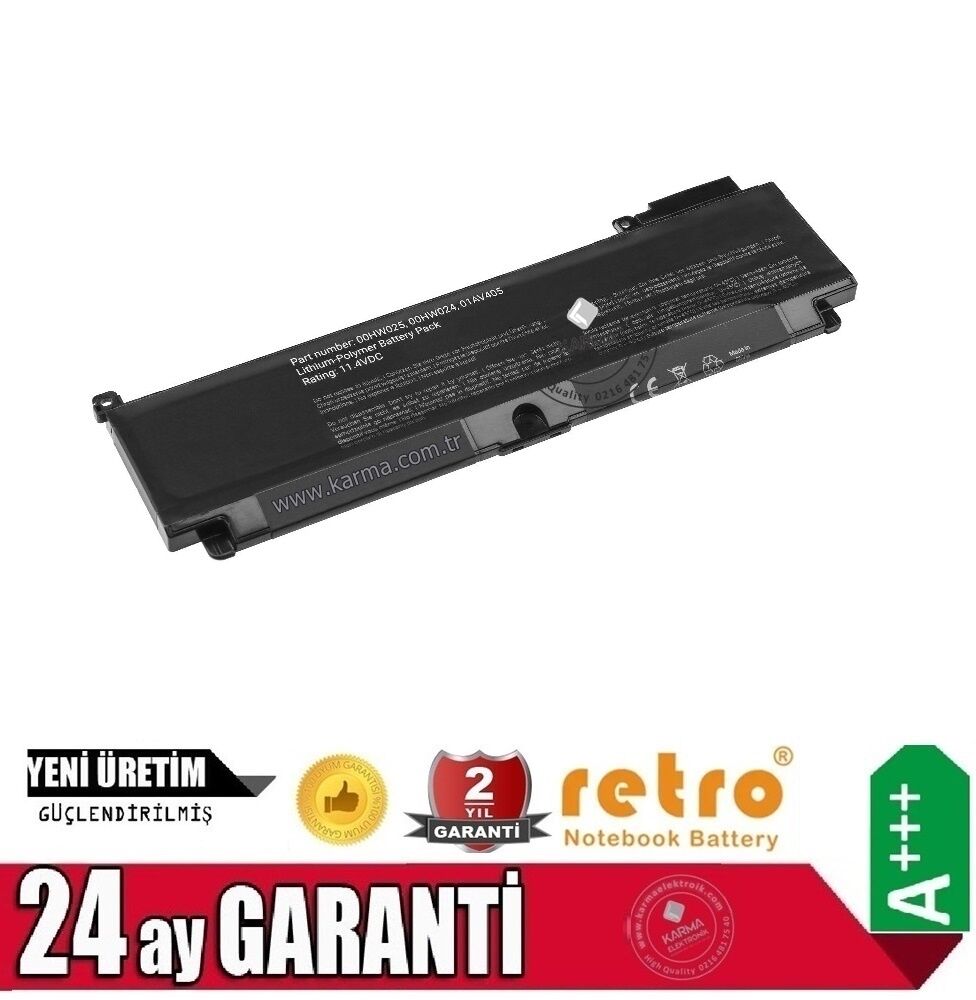 Lenovo 00HW024, 00HW025 Notebook Bataryası Ver.1 Üst