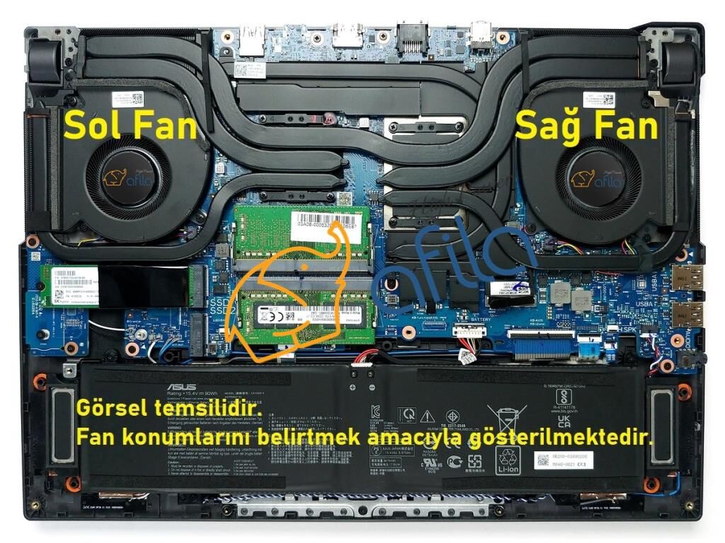 Asus ROG Strix G15 G513QC-HN031TUyumlu Notebook Fanı, Sol Fan - Ver.2 - 12V - Tip-A