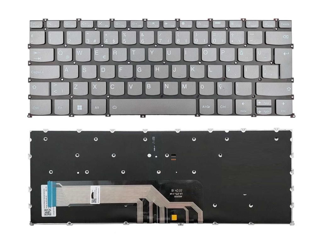Lenovo Yoga Slim 7-14IL05 (14IIL05) Notebook Klavyesi, Laptop Tuş Takımı (Füme TR) ışıklı