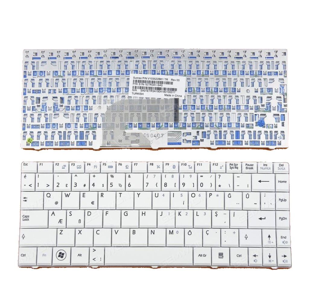 MSI X320, MS-1351 Notebook Klavyesi - Beyaz - TR - Ver.1