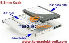 Hp uyumlu DVD-SSD Çevirici Adaptör Kızak 9.5mm ince Versiyon