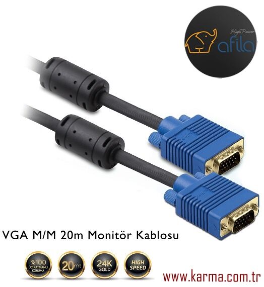VGA M/M 3+6 15pin 20m VGA Kablosu (Erkek-Erkek) KUTULU SLX-180 20 Metre