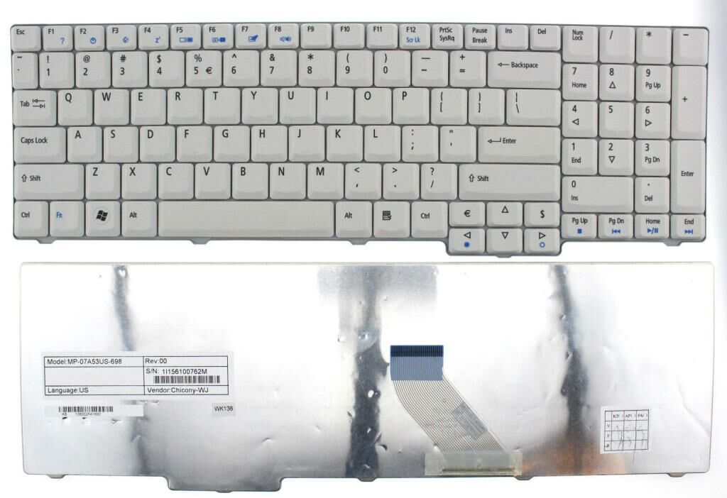 Acer Aspire 5535-6608 5735-4624 Notebook Klavyesi - Beyaz - TR