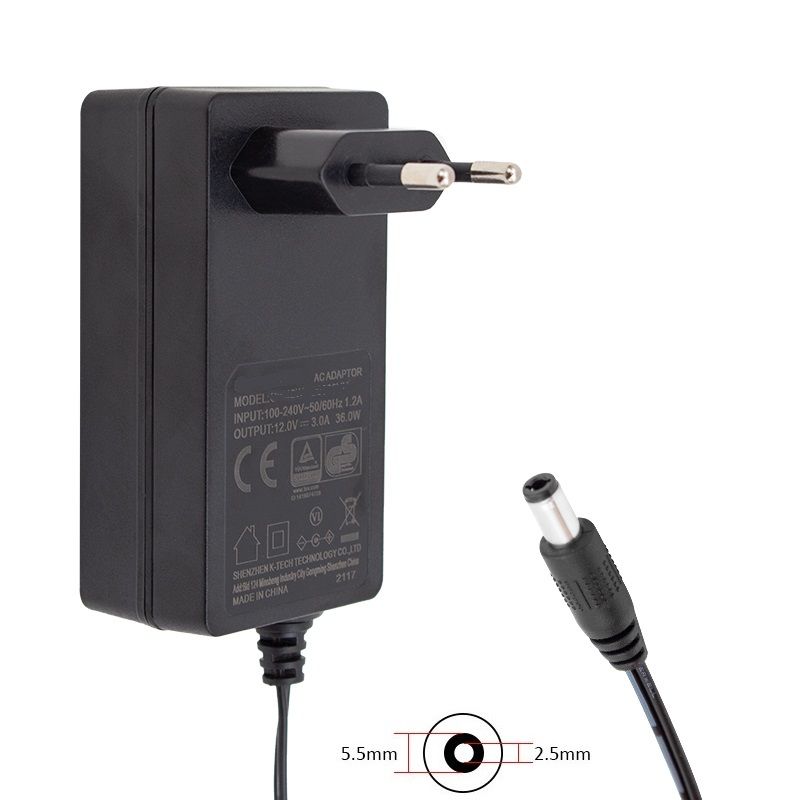 Afila Universal 12V 3A Plastik Kasa Power Adaptör (5.5x2.5mm) / Duvar Tipi - Wall