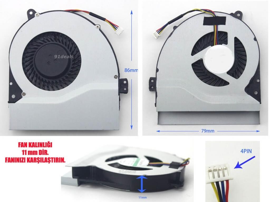 Asus X550LC, X550LD, X550LDV, X550LN Cpu Fanı Ver.2 (11-12mm)