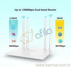 Lb-Link 1200 MBPS 2.4G + 5G Çift Bantlı 4 Portlu Wireless Router BL-W1210M