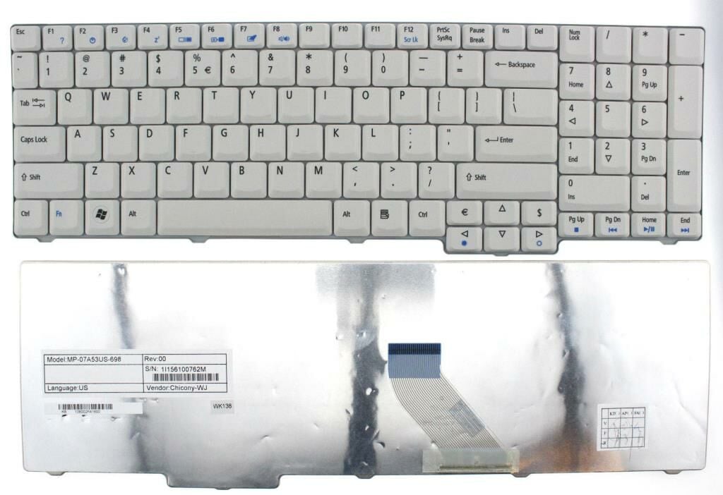 Acer Aspire 9301AWSMi 9400 9410 Notebook Klavyesi - Beyaz - TR
