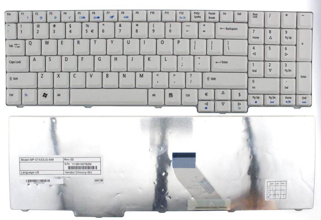 Acer Aspire 9410-2459 9410-2829 Notebook Klavyesi - Beyaz - TR