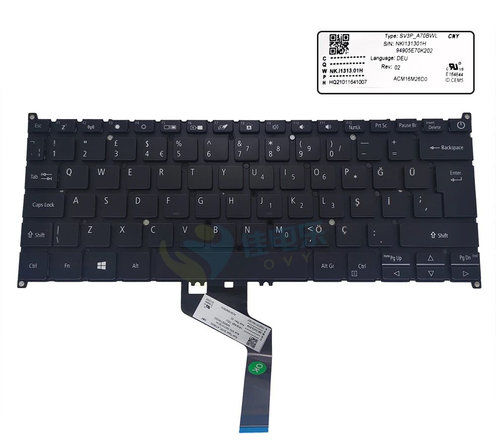 PK132WG1823 Notebook Klavyesi - Siyah - TR - Backlit, ışıklı