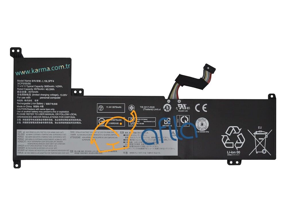 Lenovo ideaPad 3-17IIL05 Serisi 81WF Notebook Batarya Laptop Pil