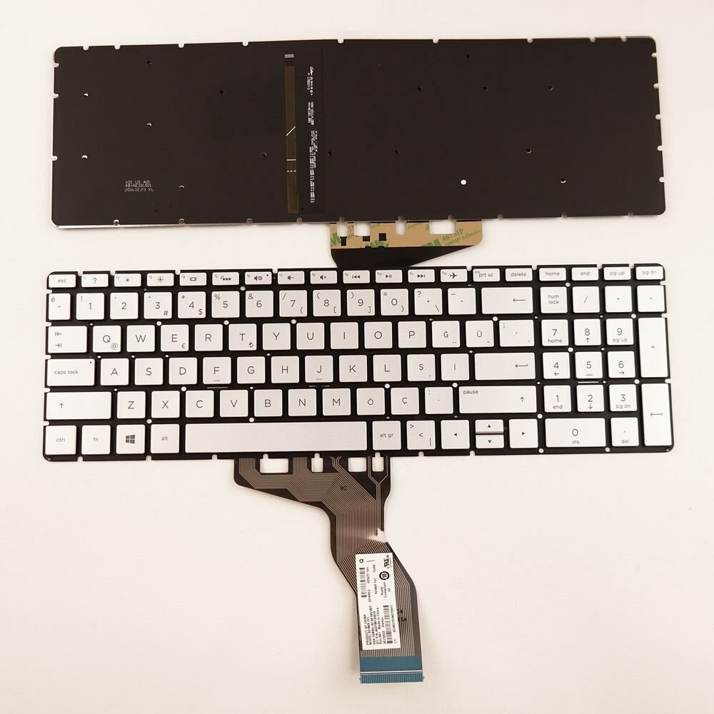 Hp Envy X360 15-bp003nx, 15-bp003tx uyumlu Klavye, Tuş Takımı (Silver, Gri TR) ışıklı