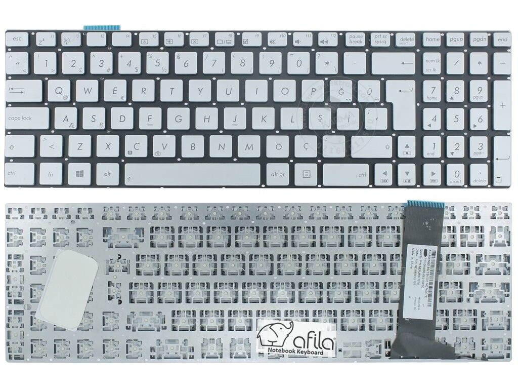 Asus N550JV N550LF N750 Notebook Klavyesi - Silver - TR
