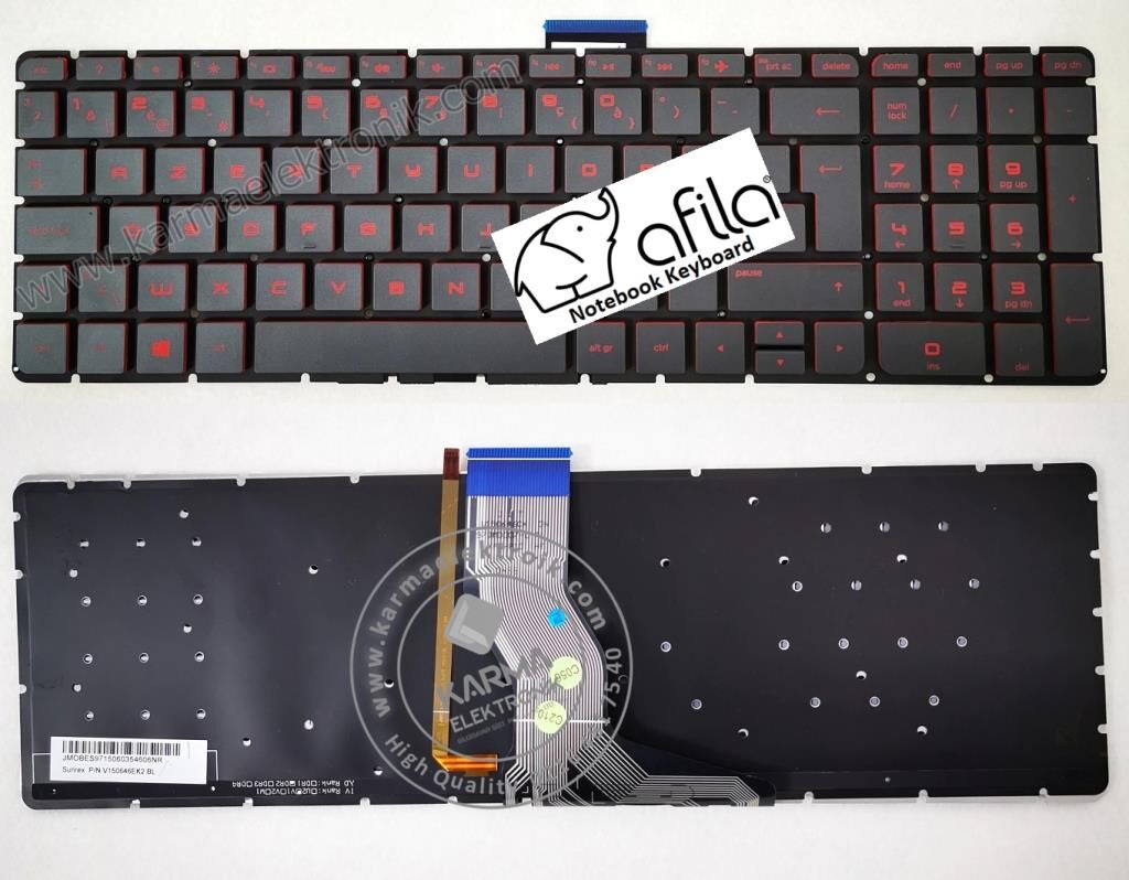 Hp Pavilion 15AB, 15-AB, 15-AB000NT Klavyesi Kırmızı Tuş (IŞIKLI)/Siyah TR