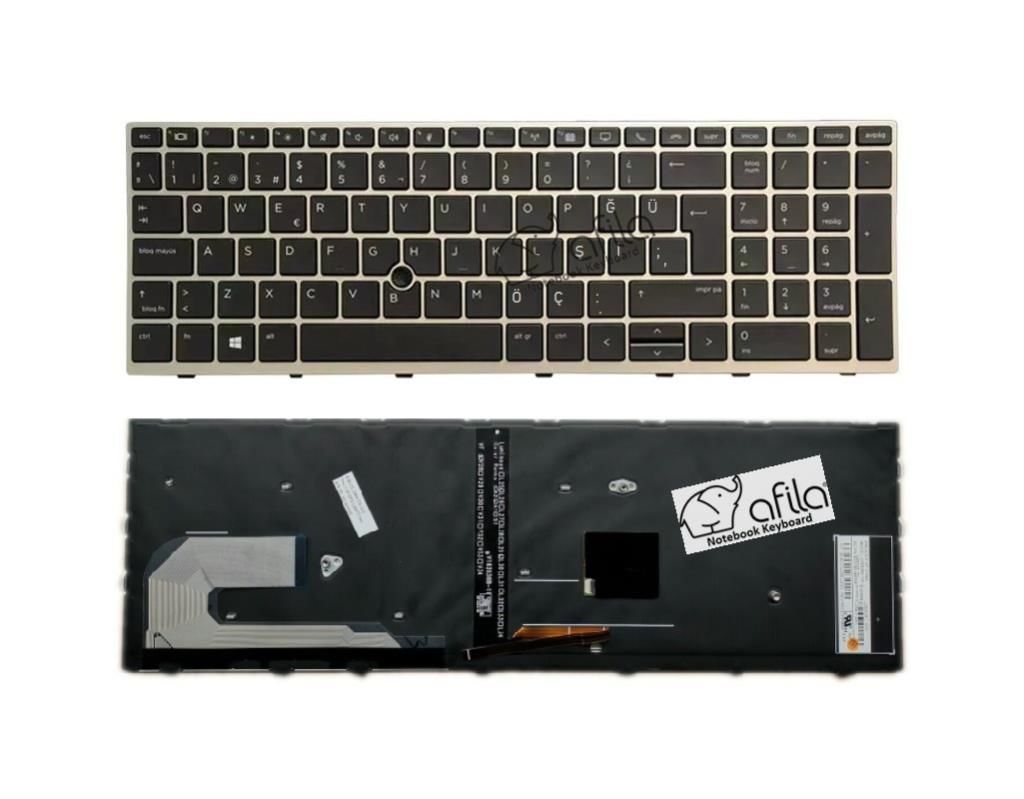 HP EliteBook 850 G5, 855 G5 Notebook Klavyesi - Tuş Takımı (Siyah TR) ışıklı