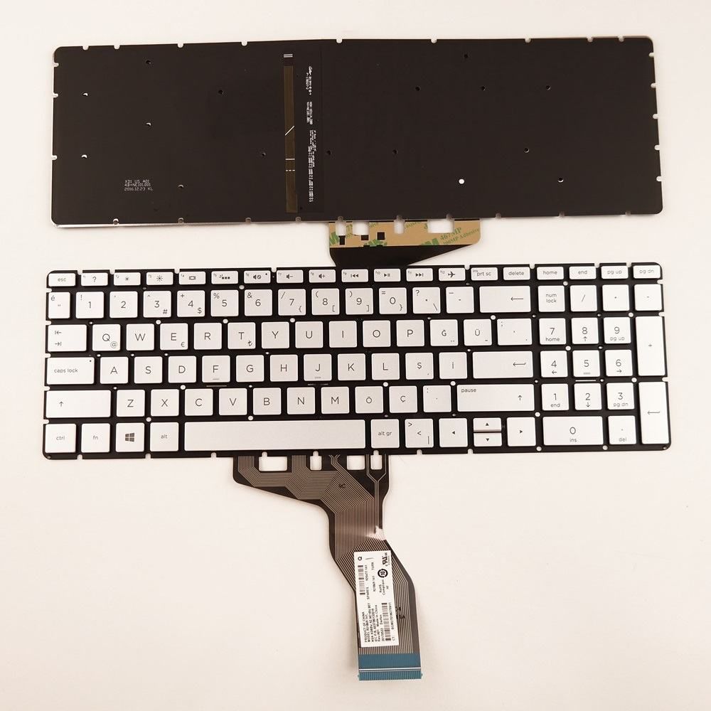 Hp Envy X360 15-bp104tx, 15-bp105tx uyumlu Klavye, Tuş Takımı (Silver, Gri TR) ışıklı