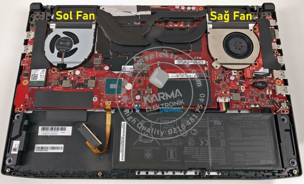 Asus FX63V, FX63VD, FX63VM Notebook Fanı Sol V3