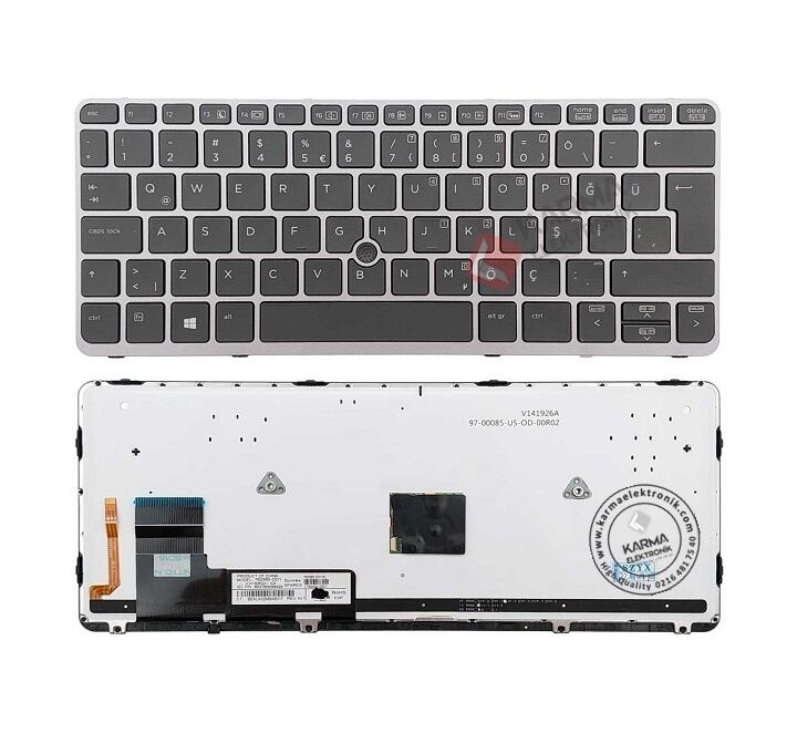 Hp EliteBook 725 G1, 725 G2 Notebook Klavye - Tuş Takımı / TR - Işıklı (Gri Çerçeveli)