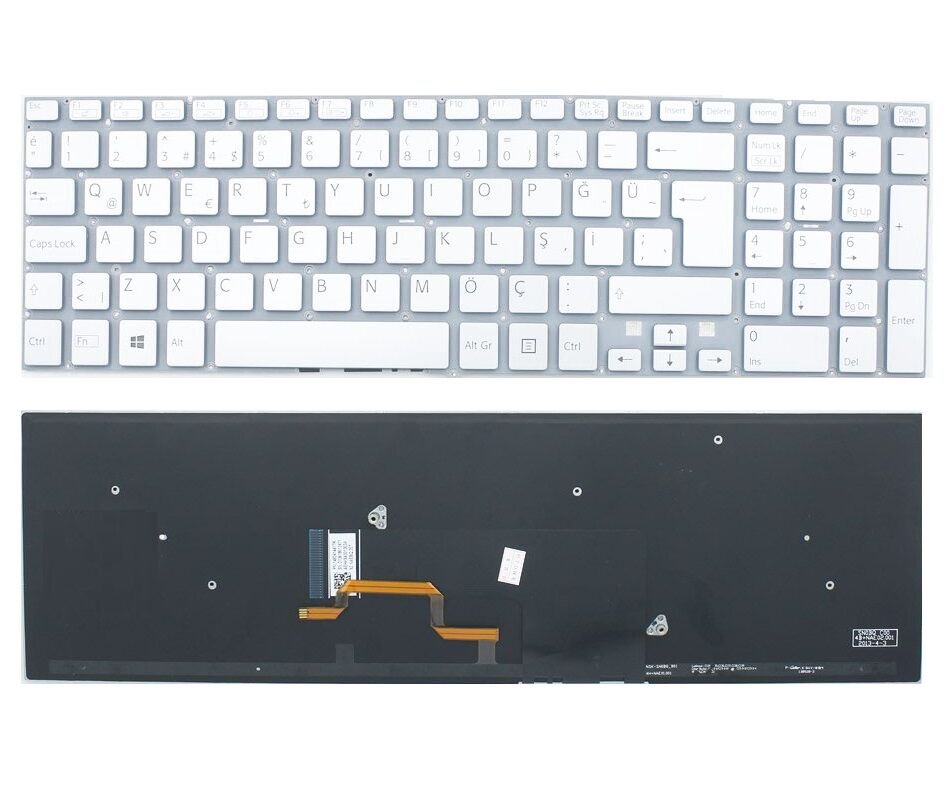 Sony Vaio SVF153 SVF154 Notebook Klavyesi -   Gri TR / ışıklı
