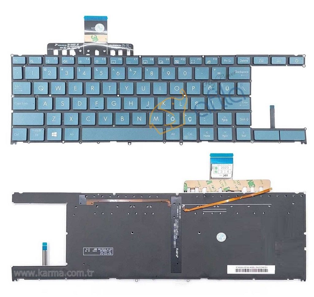 Asus Zenbook Duo UX481FA-BM018T, UX481FA-BM020R Notebook Klavyesi, Tuş Takımı (Siyah TR) ışıklı