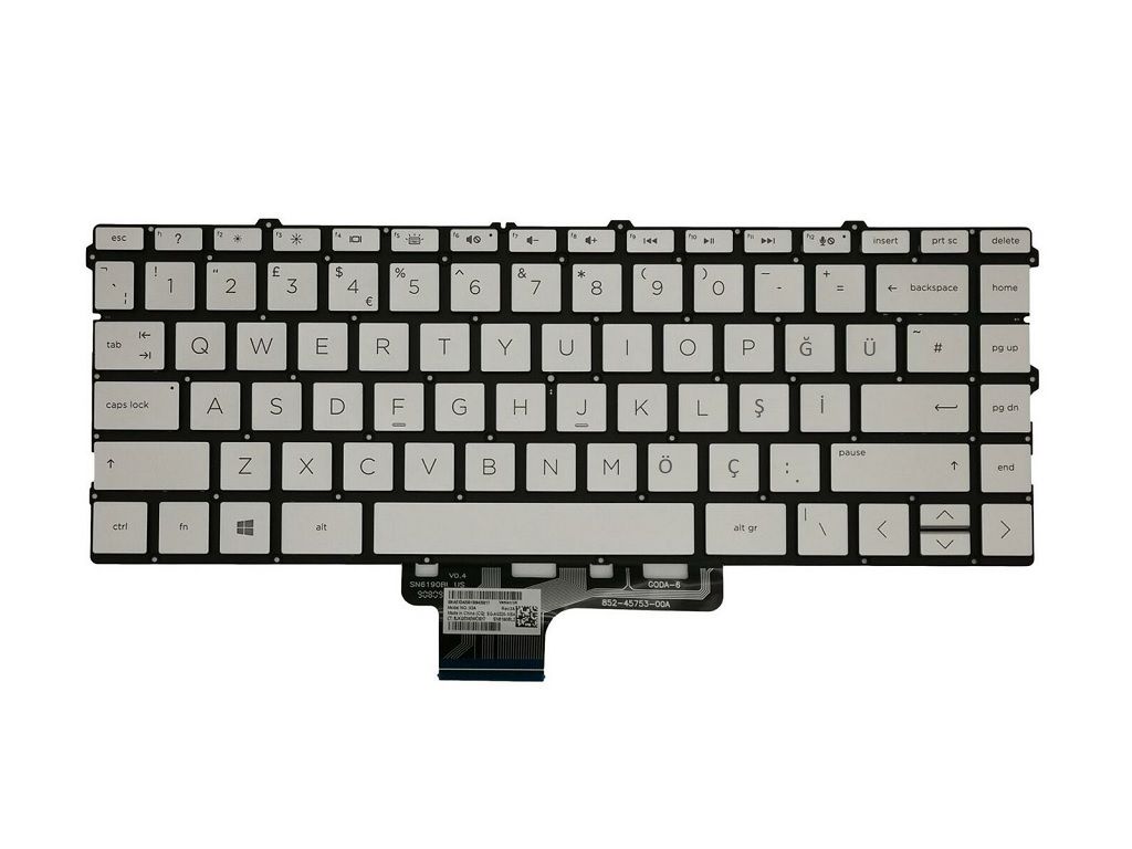 HP Spectre x360 Convertible 13-aw0002nt (9CU63EA) Notebook Klavye - Tuş Takımı / Silver - TR - Backlit