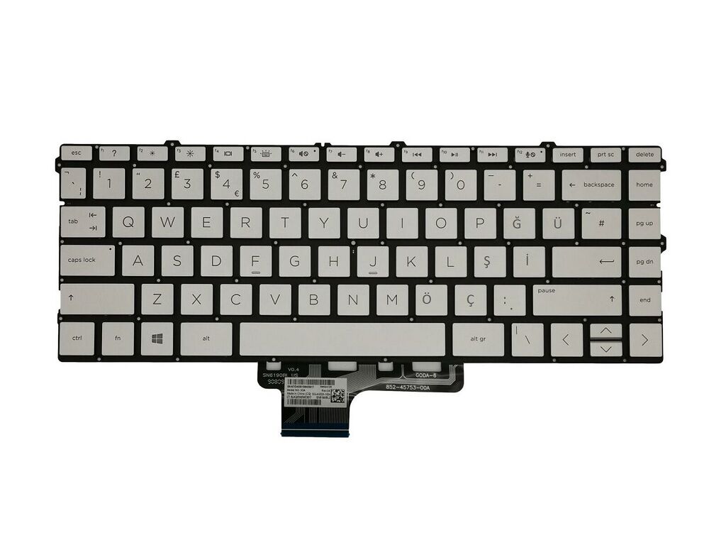 HP Spectre x360 13-aw0000nt (7VY64EA) Notebook Klavye - Tuş Takımı / Silver - TR - Backlit