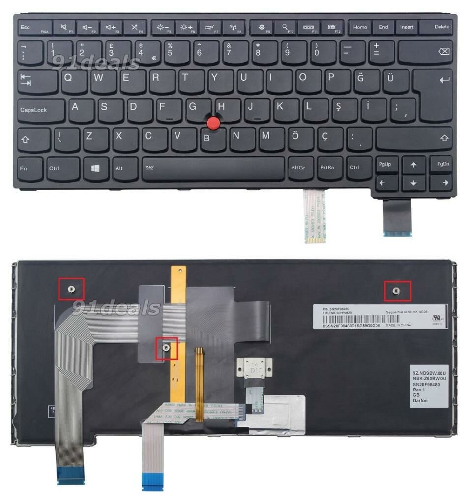 Lenovo ThinkPad Yoga 460 20E, 20EL Notebook Klavyesi (Siyah TR) ışıklı