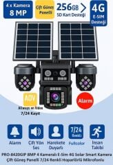 Balandi PRO-8420GIP 8mp 4 Kameralı E-Sim 4g AOV Solar Smart Kamera Çift Güneş Panelli Hieasy Yazılım (360 Derece)