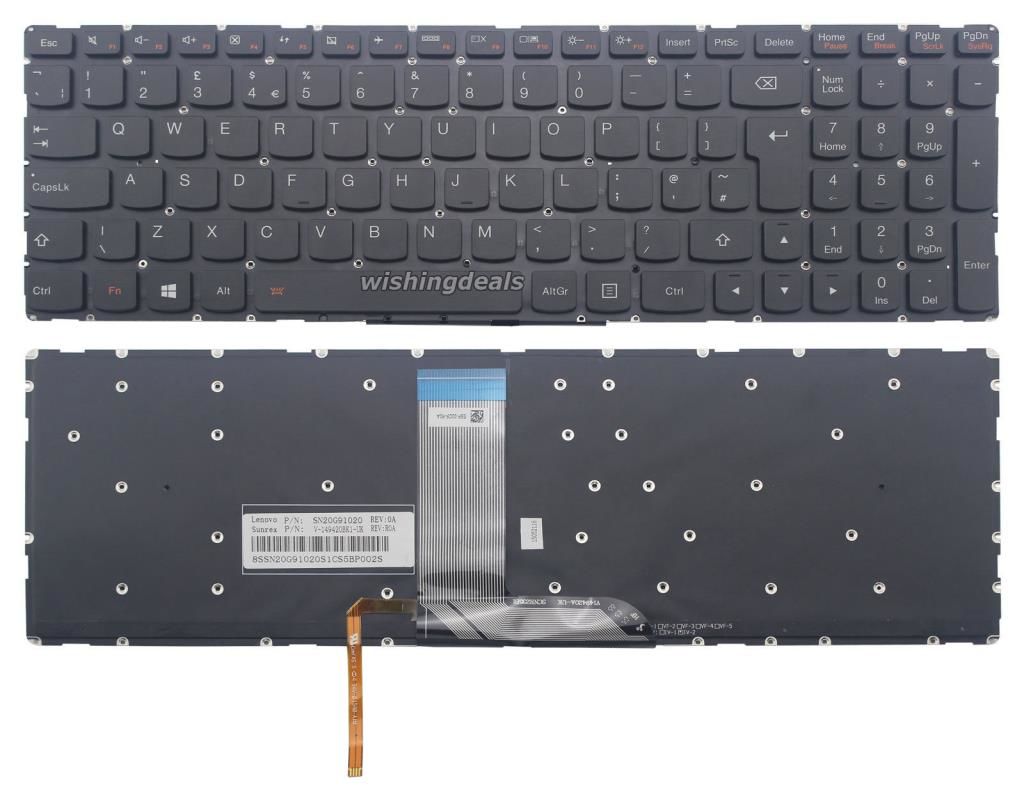 Lenovo Yoga 500-15IHW 500-15ACL Klavye - Siyah - TR - Işıklı