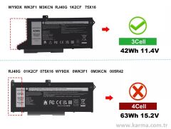 Dell Precision 15 3560 Notebook Bataryası, Laptop Pili - Ver.1 - 3 Cell