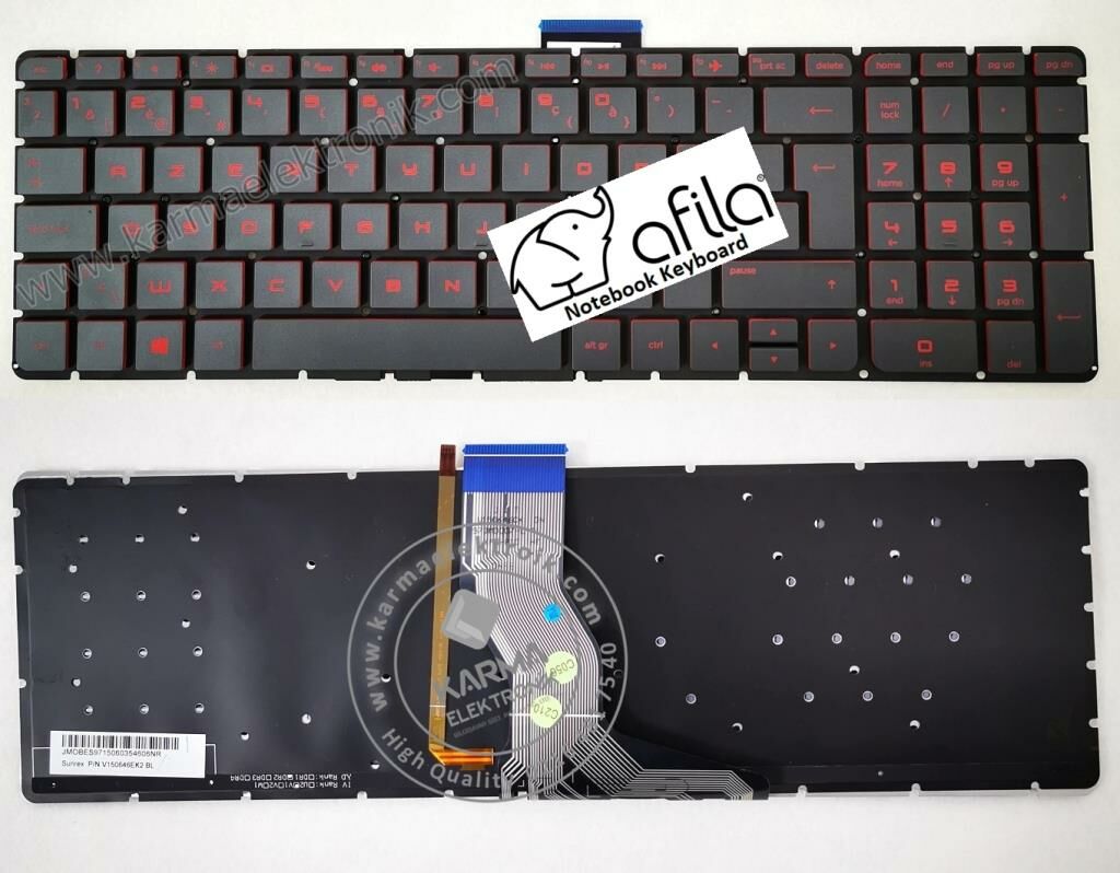 Hp PK131CR1A00, V150646ES1 Klavyesi Kırmızı Tuş (IŞIKLI)/Siyah TR