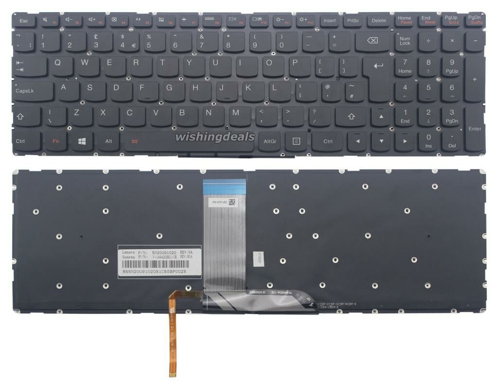 Lenovo Yoga 80ND 80N7 Notebook Klavye - Siyah - TR - Işıklı