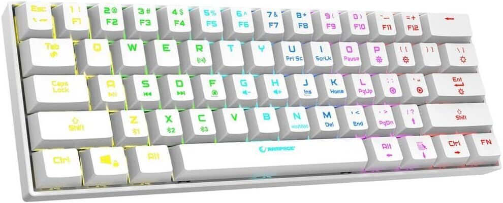 Rampage KB-RX63 B-ATOM Beyaz Bluetooth RGB Backlight Brown Switch Mekanik Q 63 Tuşlu Mini Gaming Oyuncu Klavyesi