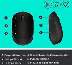 Logitech M171 Kablosuz Mouse Siyah 910-004424