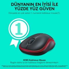 Logitech M185 Kablosuz Mouse Siyah - Kırmızı 910-002237