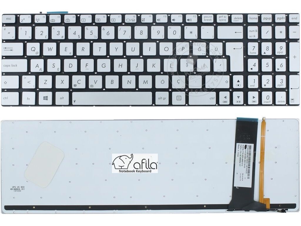 Asus N550Jx N550JX-CN044D N550JX-CN064H Notebook Klavyesi Gri TR ışıklı