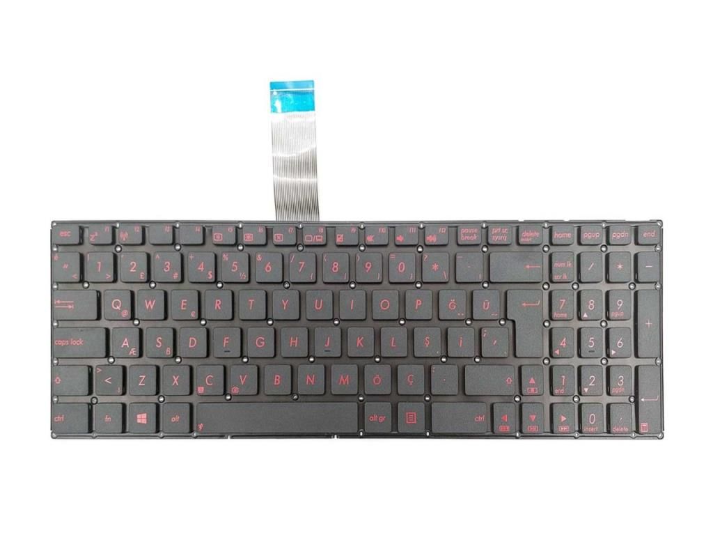 Asus R510E, R510Ea Notebook Klavyesi, Laptop Tuş Takımı (Siyah TR) - Kırmızı Tuş