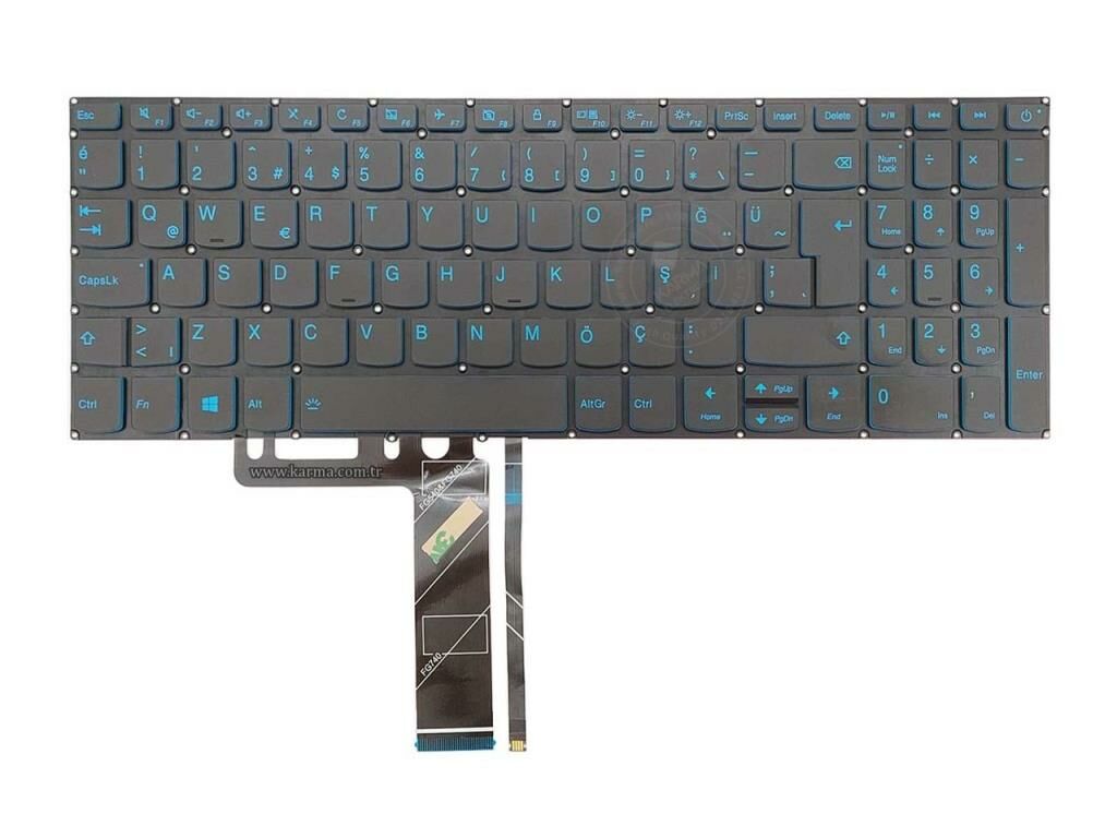 Lenovo SN5364, PK1314F3A13 Notebook Klavyesi, Laptop Tuş Takımı (Füme - Mavi Tuşlu TR) ışıklı