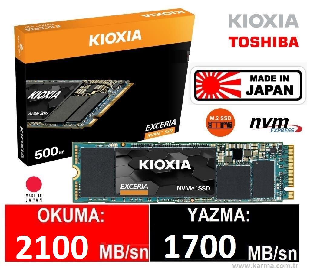 Kioxia Exceria 500GB m2 NVMe SSD LRC20Z500GG8 2100-1700MB/s, PCIe, 3D