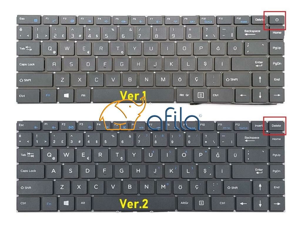 Casper Nirvana C350.5000-4C00X Notebook Klavye - Tuş Takımı / Siyah - TR - Ver.1 - Silver Üst Kasa