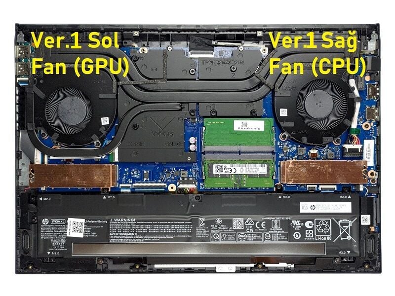 HP Victus 16-d1042nt (68P27EA06) Notebook Cpu + Gpu Fanı Takım - Ver.1 Sağ-Sol SET / 60W