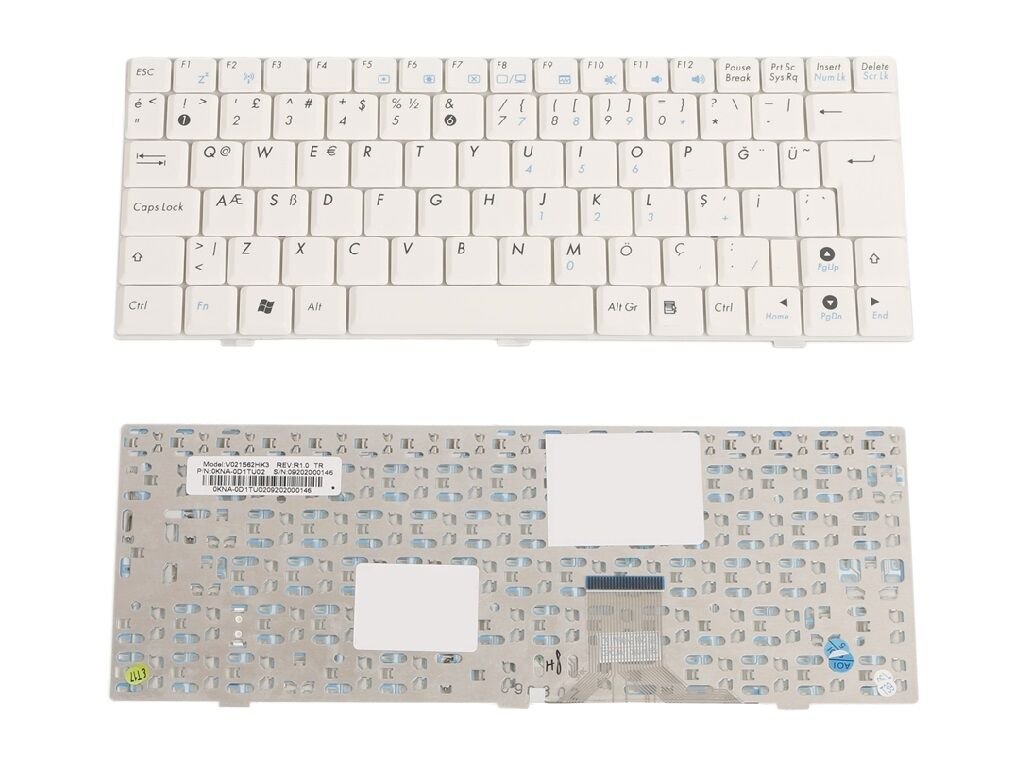 ASUS EEE PC 1000HC 1000HV 904 904ha V021562HK3 Notebook Klavyesi Beyaz TR