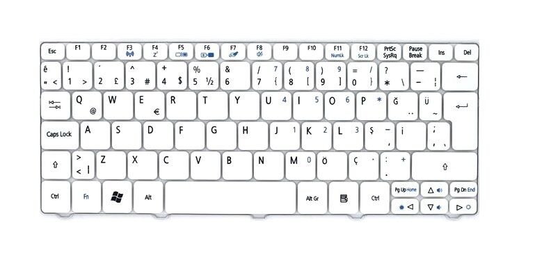 Gateway LT21,LT2100,LT22 Notebook Klavye Beyaz TR