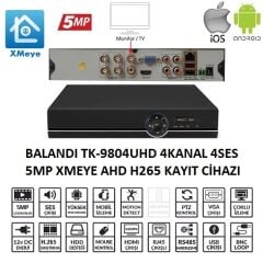 Balandi TK-9804UHD 4CH 4SES 5MP XMEYE AHD DVR H265+ 4 Kanal Güvenlik Sistemleri Kayıt Cihazı
