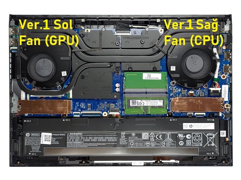 HP Victus 16-e1006nt (68S22EA16) Notebook Cpu + Gpu Fanı Takım - Ver.1 Sağ-Sol SET / 60W