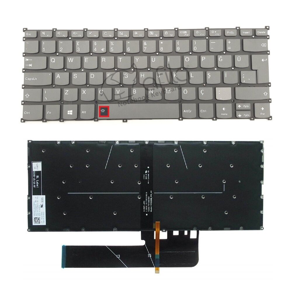 Lenovo ideaPad S540-14IWL Notebook Klavyesi (Siyah TR) ışıklı