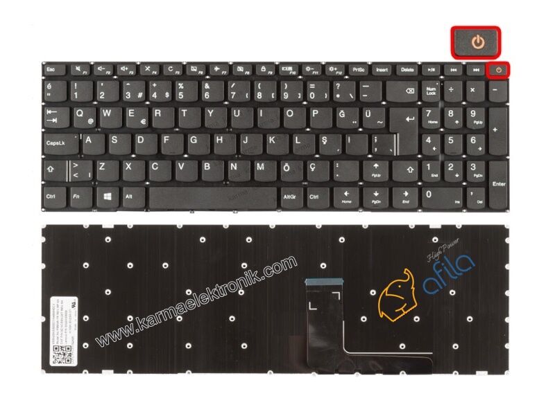 Lenovo ideaPad 510S, 510S-14ISK Notebook Klavye (Siyah TR) Power Tuşlu